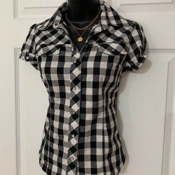 Ambiance Apparel Women´s Plaid Button Dow Shirt, Size M - Picture 4 of 15